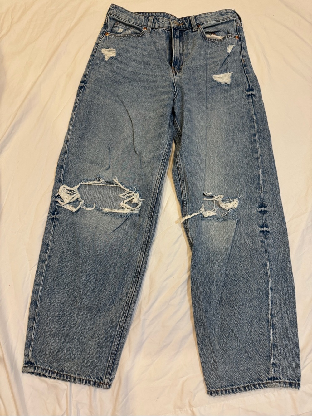 Light Blue Distressed High-Waist Jeans